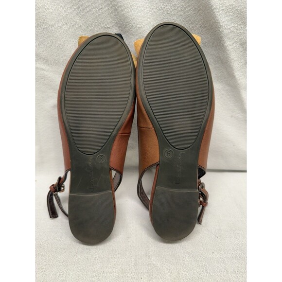 Sam & Libby women’s 6M brown flats open heel flower accent adjustable ankle - Picture 12 of 16